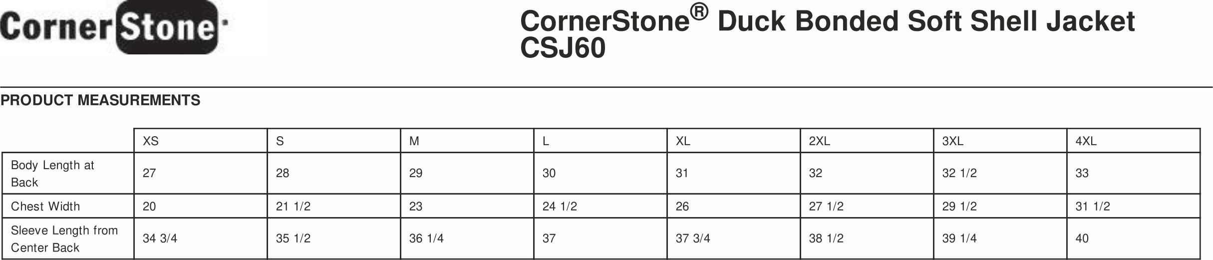 Product Measurements CSJ60
